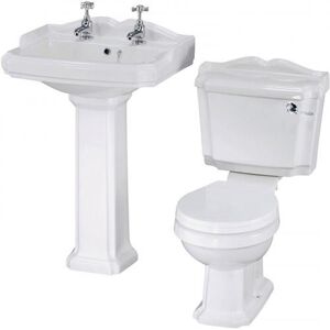 Nuie Legend Traditional Bathroom Suite Close Coupled Toilet Pedestal Sink White Nuie Legend Traditional Bathroom Suite Close Coupled Toilet Pedestal Sink White