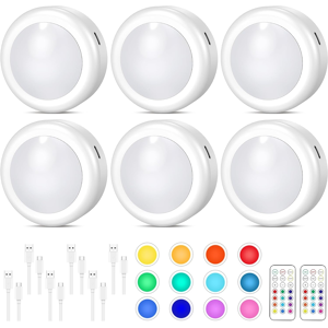 Does Not Apply Rechargeable Battery Light, 6pcs Remote Control Lights, Battery Operated Puck Li Does Not Apply Rechargeable Battery Light, 6pcs Remote Control Lights, Battery Operated Puck Li