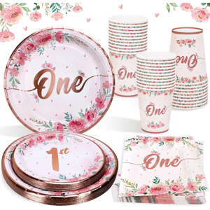 Does Not Apply 100pcs First Birthday Decorations Girl Plates Set For 25 Guests, 1st Birthday De Does Not Apply 100pcs First Birthday Decorations Girl Plates Set For 25 Guests, 1st Birthday De
