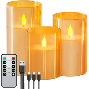 Does Not Apply 3 Pack Gold Glass Flameless Candles With Remote Control Timer,Rechargeable Led C Does Not Apply 3 Pack Gold Glass Flameless Candles With Remote Control Timer,Rechargeable Led C