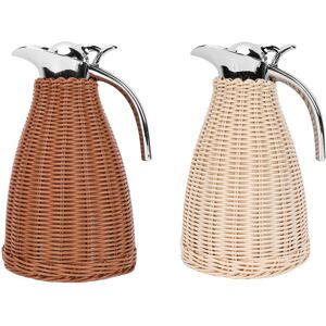 Handwoven Stainless Steel Thermal Coffee Carafe Woven Rattan Body 1.5l 3 Walled Handwoven Stainless Steel Thermal Coffee Carafe Woven Rattan Body 1.5l 3 Walled