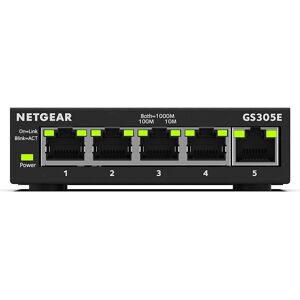 Netgear 5 Port Gigabit Ethernet Managed Network Switch (Gs305e) - Desktop Or Wa Netgear 5 Port Gigabit Ethernet Managed Network Switch (Gs305e) - Desktop Or Wa