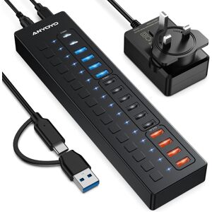 Powered Usb Hub, Anyoyo 16-Port Usb Hub (4 Usb A 3.0+2 Usb C 3.0+4 Usb A Smart Powered Usb Hub, Anyoyo 16-Port Usb Hub (4 Usb A 3.0+2 Usb C 3.0+4 Usb A Smart