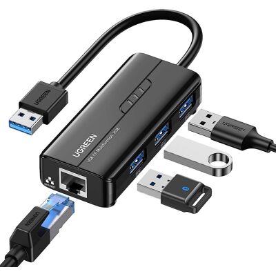Ugreen 4 In 1 Usb Hub To Ethernet Adapter, 3 Ports Mit Gigabit Ugreen 4 In 1 Usb Hub To Ethernet Adapter, 3 Ports Mit Gigabit