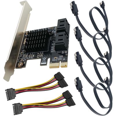 Sata 4 Port Expansion Adapter Atx Pci Express Card Controller Data Power Cable Sata 4 Port Expansion Adapter Atx Pci Express Card Controller Data Power Cable