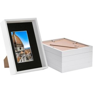 Nicola Spring 5x White A4 (8" X 12") 3d Deep Box Frames With Black A5 Mount Shadow Display Nicola Spring 5x White A4 (8" X 12") 3d Deep Box Frames With Black A5 Mount Shadow Display
