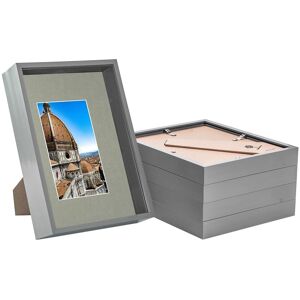 Nicola Spring 5x Grey A4 (8" X 12") 3d Deep Box Frames With Grey A5 Mount Shadow Display Nicola Spring 5x Grey A4 (8" X 12") 3d Deep Box Frames With Grey A5 Mount Shadow Display