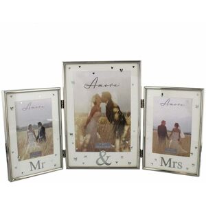 Widdop & Co. Silver Plated Triple Mr & Mrs Photo Frame Wg370 Widdop & Co. Silver Plated Triple Mr & Mrs Photo Frame Wg370