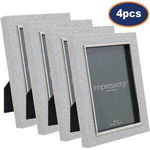 Widdop 4pc 4x6\" Grey Faux Wood Effect Silver Picture Frame Photo Display Home Ornament Widdop 4pc 4x6\" Grey Faux Wood Effect Silver Picture Frame Photo Display Home Ornament