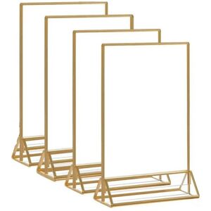 2x(Acrylic Sign Holder Gold Picture Frame Sided Clear Display Stand, Gold9278 2x(Acrylic Sign Holder Gold Picture Frame Sided Clear Display Stand, Gold9278