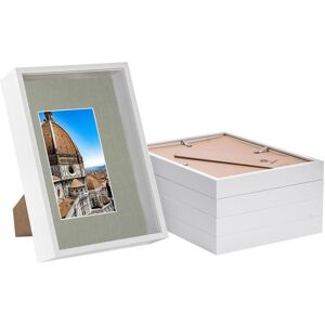 Nicola Spring 5x White A4 (8" X 12") 3d Deep Box Frames With Grey A5 Mount Shadow Display Nicola Spring 5x White A4 (8" X 12") 3d Deep Box Frames With Grey A5 Mount Shadow Display