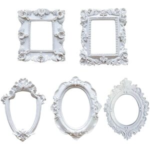 Sodial 5x(5pcs Frames -White Small Vintage Flower Oval Rectangle Frames Table5452 Sodial 5x(5pcs Frames -White Small Vintage Flower Oval Rectangle Frames Table5452