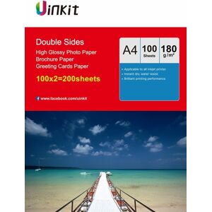 A4 Double Sides High Glossy Inkjet Print Photo Paper 180gsm - 200 Sheets Uinkit A4 Double Sides High Glossy Inkjet Print Photo Paper 180gsm - 200 Sheets Uinkit