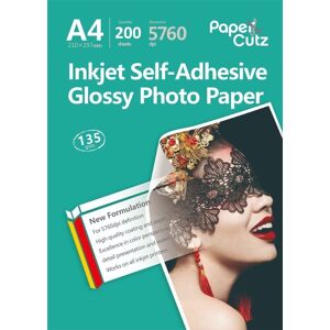 Papercutz A4 Inkjet Photo Paper Cutz Gloss Self Adhesive 135gsm - 200 Sheets Papercutz A4 Inkjet Photo Paper Cutz Gloss Self Adhesive 135gsm - 200 Sheets