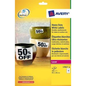 Avery White Heavy Duty Labels - Laser - L7063 Avery White Heavy Duty Labels - Laser - L7063