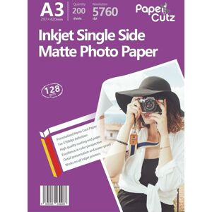 Papercutz A3 Single Sides Matte Inkjet Photo Paper 128gsm - 200 Sheets Papercutz A3 Single Sides Matte Inkjet Photo Paper 128gsm - 200 Sheets