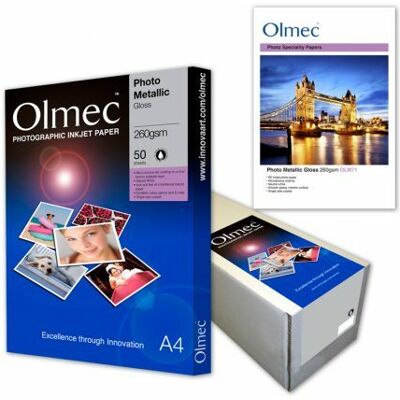 Olmec Olm-071 Photo Metallic Gloss Inkjet Paper 260gsm A4 (50 Sheets) Olmec Olm-071 Photo Metallic Gloss Inkjet Paper 260gsm A4 (50 Sheets)