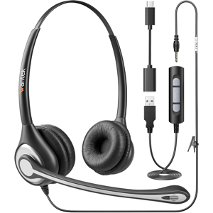 Wantek Usb Headset With Microphone For Laptop,Type-C/usb/3.5mm Jack 3-In-1 Pc He Wantek Usb Headset With Microphone For Laptop,Type-C/usb/3.5mm Jack 3-In-1 Pc He