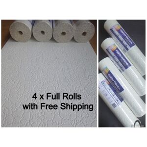 4 X Rolls Superfresco Wallpaper - Stipple White Blown Vinyl - Paintable - 759 4 X Rolls Superfresco Wallpaper - Stipple White Blown Vinyl - Paintable - 759