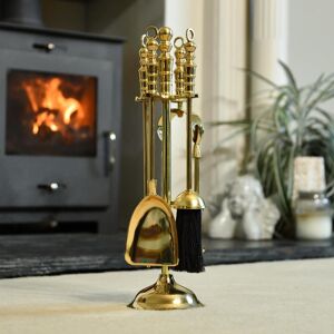 Black Country Metal Works Polished Brass Four Piece Fireside Companion Set - 40cm Black Country Metal Works Polished Brass Four Piece Fireside Companion Set - 40cm