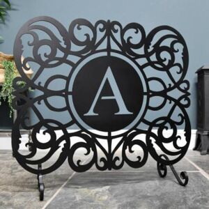 Black Country Metal Works New Black Steel Monogram Fireguard - Letter A Black Country Metal Works New Black Steel Monogram Fireguard - Letter A