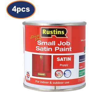 Rustins Paint Satin Poppy Red Wood Metal Quick Dry Interior Exterior 250ml 4pcs Rustins Paint Satin Poppy Red Wood Metal Quick Dry Interior Exterior 250ml 4pcs