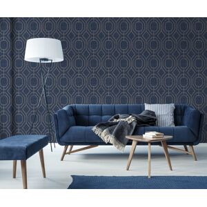 Transform Peel & Stick Retro Geometric Navy Self-Adhesive Wallpaper Transform Peel & Stick Retro Geometric Navy Self-Adhesive Wallpaper