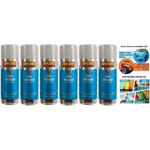 6 X Hycote 400ml Zinc Primer Paint Fast Drying Multi Purpose Applications 6 X Hycote 400ml Zinc Primer Paint Fast Drying Multi Purpose Applications