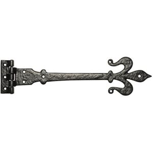 Black Country Metal Works 16\" Fleur-De-Lys Style Antique Black Malleable Iron Lift-Off Hinge Black Country Metal Works 16\" Fleur-De-Lys Style Antique Black Malleable Iron Lift-Off Hinge