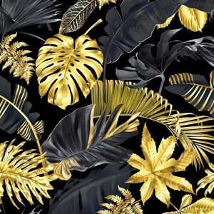 Funstick Black And Gold Jungle Wallpaper Self Adhesive Tropical Palm Leaf Wall Funstick Black And Gold Jungle Wallpaper Self Adhesive Tropical Palm Leaf Wall