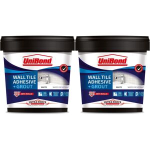 2x Unibond Wall Tile Adhesive & Grout Anti-Mould Waterproof Ready - White 2x Unibond Wall Tile Adhesive & Grout Anti-Mould Waterproof Ready - White