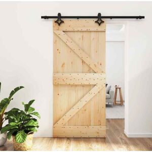 vidaXL Sliding Door with Hardware Set 95x210 cm Solid Wood Pine - Sliding Door vidaXL Sliding Door with Hardware Set 95x210 cm Solid Wood Pine - Sliding Door