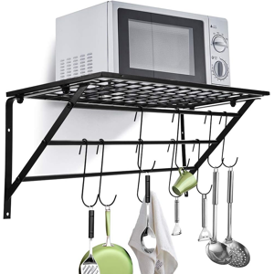 Does Not Apply Wall Mounted Hanging Pot Rack, Black Metal Kitchen Storage Organizer With 10 Rem Does Not Apply Wall Mounted Hanging Pot Rack, Black Metal Kitchen Storage Organizer With 10 Rem