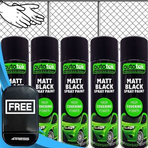 5x 500ml Autotek Matt Black Metal Fence Grills Gate Spray Paint Cans Gb500+g+m 5x 500ml Autotek Matt Black Metal Fence Grills Gate Spray Paint Cans Gb500+g+m