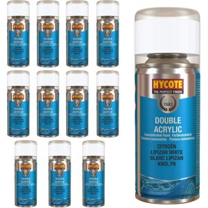 Hycote Colour Spray Paint Aerosol Citroen Lipizan White 150ml Fast Dry X12 Hycote Colour Spray Paint Aerosol Citroen Lipizan White 150ml Fast Dry X12