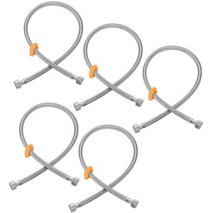 Uxcell Faucet Supply Line Connector, 5pcs G1/2 Female X G1/2 Female 39\", Silver Tone Uxcell Faucet Supply Line Connector, 5pcs G1/2 Female X G1/2 Female 39\", Silver Tone