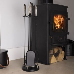 Charles Bentley Sycamore Fireside Companion Set Iron Tool Stand Silver Handles Circular Base Charles Bentley Sycamore Fireside Companion Set Iron Tool Stand Silver Handles Circular Base