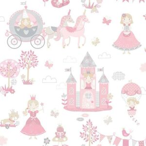 G78371 - Tiny Tots 2 Fairytale Castles Horses Pinks Grey Galerie Wallpaper G78371 - Tiny Tots 2 Fairytale Castles Horses Pinks Grey Galerie Wallpaper