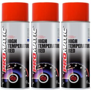 3x Promatic Red High Temperature Spray Paint Aerosol Auto Multi Purpose 400ml 3x Promatic Red High Temperature Spray Paint Aerosol Auto Multi Purpose 400ml