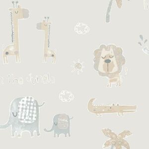 Tiny Tots 2 Jungle Friends Grey/Tan Wallpaper - Wallpaper Tiny Tots 2 Jungle Friends Grey/Tan Wallpaper - Wallpaper