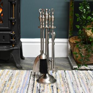 Black Country Metal Works Pewter Finish Four Piece Fireside Companion Set - 40cm Black Country Metal Works Pewter Finish Four Piece Fireside Companion Set - 40cm