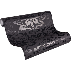 Does Not Apply Non-Woven Wallpaper Flock Wallpaper With Ornaments Baroque 10.05 M X 53 Cm Black Does Not Apply Non-Woven Wallpaper Flock Wallpaper With Ornaments Baroque 10.05 M X 53 Cm Black