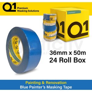 Q1 Tapes Q1 Blue Painter'S Masking Tape Bundle - (36mm X 50m) 24 Roll Box Q1 Tapes Q1 Blue Painter'S Masking Tape Bundle - (36mm X 50m) 24 Roll Box