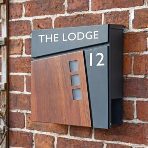 Black Country Metal Works Personalised "Elmsgate" Anthracite Grey Modern Wall Mounted Post Box Black Country Metal Works Personalised "Elmsgate" Anthracite Grey Modern Wall Mounted Post Box