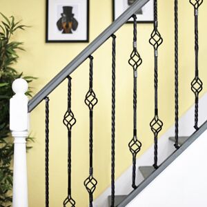 Black Country Metal Works Deluxe Set Of 3 \"Grosvenor\" Rope Twist Stair Spindles - Pattern 2 Black Country Metal Works Deluxe Set Of 3 \"Grosvenor\" Rope Twist Stair Spindles - Pattern 2