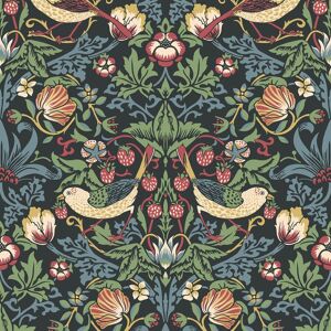 Et11210 - Arts And Crafts Fragaria Garden Black Green Red Blue Galerie Wallpaper Et11210 - Arts And Crafts Fragaria Garden Black Green Red Blue Galerie Wallpaper