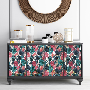 Does Not Apply Funilfe Tropical Botanical Wallpaper - Peel And Stick Mirror Stickers - Pink Hib Does Not Apply Funilfe Tropical Botanical Wallpaper - Peel And Stick Mirror Stickers - Pink Hib