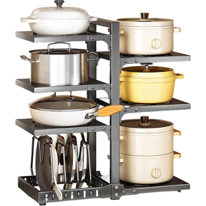 Does Not Apply 7 Tier Adjustable Heavy Duty Pan Organizer, Pan Racks For Kitchen, Black Carbon Does Not Apply 7 Tier Adjustable Heavy Duty Pan Organizer, Pan Racks For Kitchen, Black Carbon