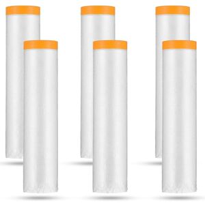 3x(6 Rolls Painters Plastic With Tape, Pre-Taped Masking Film, Automotive1628 3x(6 Rolls Painters Plastic With Tape, Pre-Taped Masking Film, Automotive1628