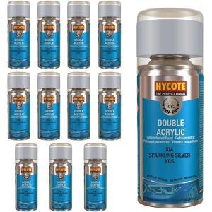 Hycote Colour Spray Paint Aerosol Kia Sparkling Silver 150ml Fast Drying X12 Hycote Colour Spray Paint Aerosol Kia Sparkling Silver 150ml Fast Drying X12
